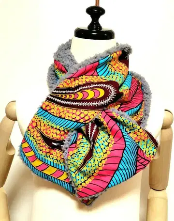 아프리카 천 퍼, 펀칭식 머플러 [ 핑크 페이즐리 ]