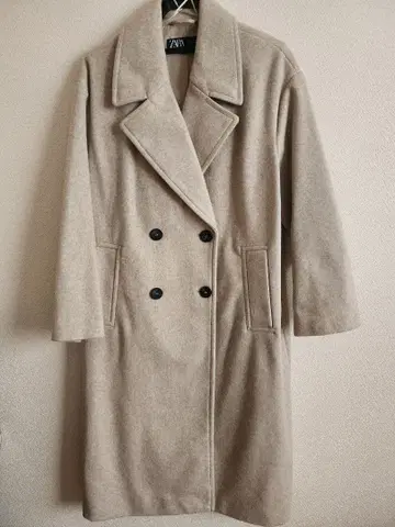 ZARA 더블 롱 코트 베이지