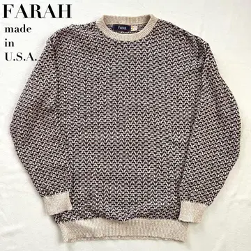 USA제 FARAH 코튼 니트 스웨터 올 패턴 파라 파라