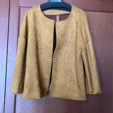 노카라 스웨이드풍 자켓 머스타드