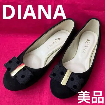 DIANA 블랙 도트 무늬 리본 스웨이드 플랫슈즈