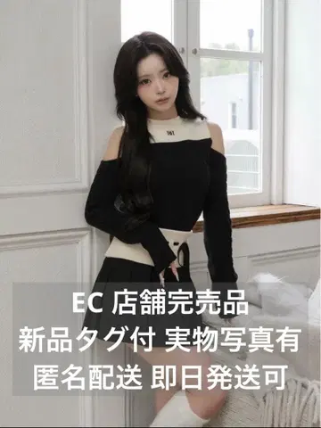 Darich 숄더 오픈 니트 셋업 FREE BLK