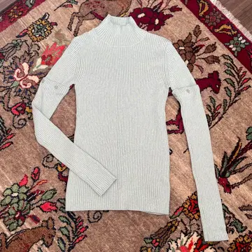 라이트 그린 터틀넥 스웨터 긴팔 반팔 투웨이