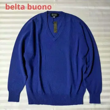 고급 벨타보노 세탁 가능 캐시미어 100% V넥 스웨터 M 남성용 긴팔
