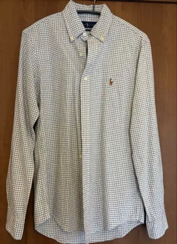 랄프 로렌 BD 셔츠 긴팔 깅엄 체크 그레이 멀티 포니 자수