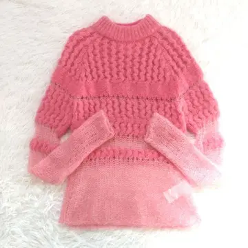 [ 새상품급 ] 아메리 BUMPY SHEER DOCKING KNIT 프리