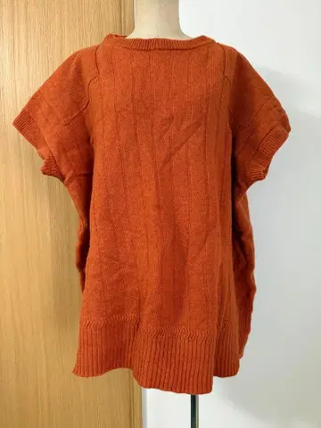 LOISIR 오렌지 니트 베스트 리브