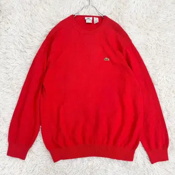 LACOSTE 레드 크루넥 스웨터 악어 로고 사이즈 6