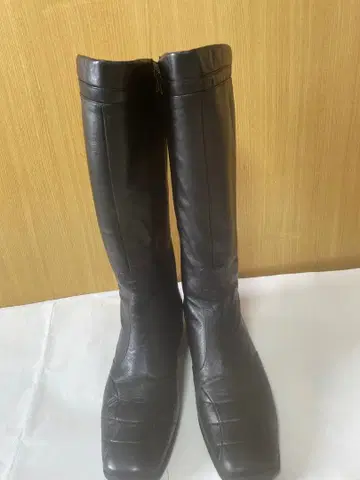 블랙 롱 부츠 사이드 지퍼 부착