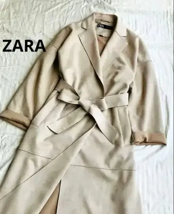 새상품 ZARA 롱 코트 베이지 리본 벨트 여성용 M