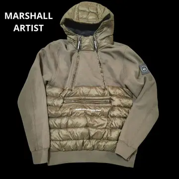 브라운 후드 부착 후드티 다운 패널