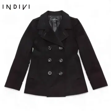 캐시미어 혼방 INDIVI 울 피 코트 더블 브레스트 블랙