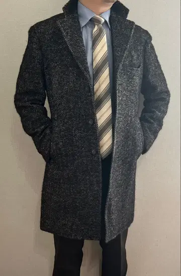 레어 카노니코 원단 사용 아자부 테일러제 체스터 코트