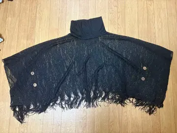 블랙 프린지 하이넥 볼레로