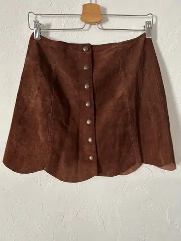80s 스웨이드 스냅 미니 스커트 hooked toro otoe