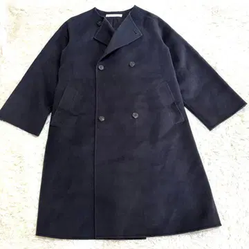 [ 새상품급 ] 갤러리 바이 울 더블 페이스 노카라 코트 네이비 S