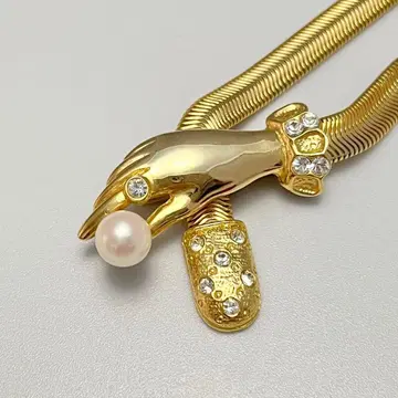 목걸이 액세서리 골드 컬러 클립식 펄 핸드