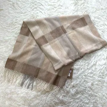 [ 유나이티드 애로우즈 ] 캐시미어 스톨 머플러 체크 베이지 영국