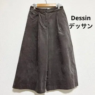 Dessin 데셍 코듀로이 와이드 크롭 팬츠 라이트 브라운 가우초 팬츠