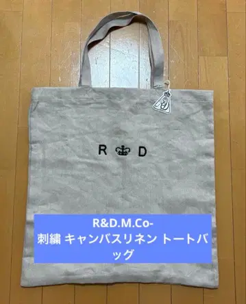 R&D.M.Co- 자수 캔버스 린넨 토트백