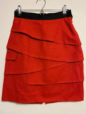 오렌지 레이어드 타이트 스커트