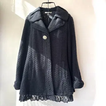 axes femme 네이비 울 혼방 피 코트 페어리 그런지 모리걸