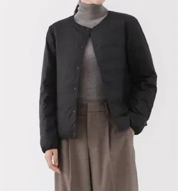 무인양품 새상품 경량 다운 노카라 자켓 M 다운 자켓 블랙