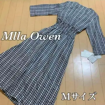 새상품 Milla Owen 체크 무늬 7부 소매 롱 원피스 M 사이즈