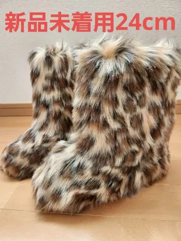 미착용 새상품 여성용 레오파드 무늬 부츠 복슬복슬