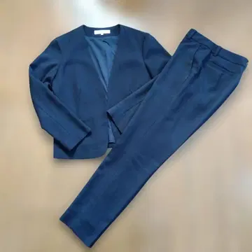 네이비 노카라 자켓 팬츠 셋업