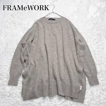 FRAMeWORK 와이드 튜닉 풀오버 슬릿 베이지 울