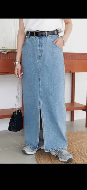 DISCOAT US 코튼 데님 내로우 스커트