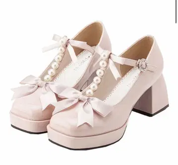 dearmylove 고급 리본 펄 스퀘어토 펌프스