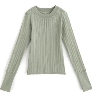 GRL 그레일 소매 버튼 랜덤 리브 니트탑 L