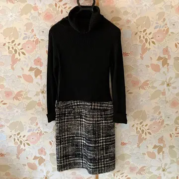 온워드 카시야마 터틀넥 니트와 트위드 스커트 원피스