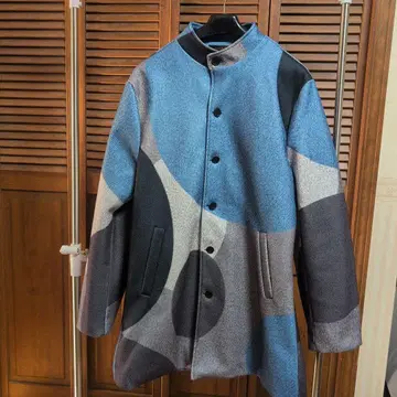 남성용 기하학 패턴 버튼 코트