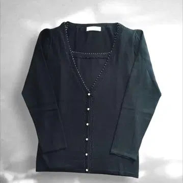 anysis 블랙 긴팔 가디건과 반팔 니트 앙상블 사이즈 2 펄