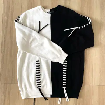 LOVELESS 바이컬러 포인트 레드 풀오버 M