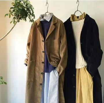 AUTREFOIS 오토레포아 롱 코트 코듀로이 네이비 네이비