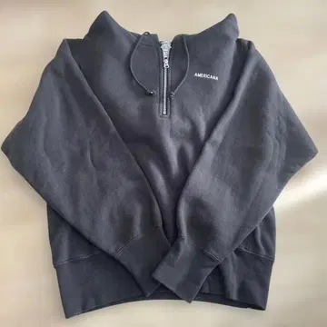 아메리카나 프리크스토어 하프 지퍼 후드티 후드 부착 블랙