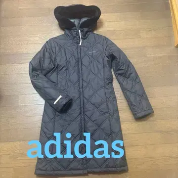 adidas 블랙 보아 후드 퀼팅 롱 코트