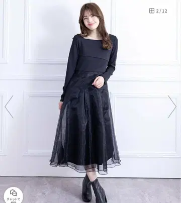 오간자 도킹 긴팔 롱 원피스