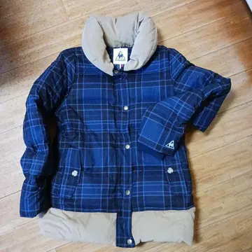 [ 미사용 새상품 ] le coq sportif 네이비 체크 다운 자켓