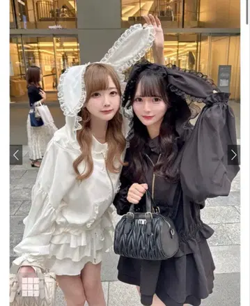 GRL 토끼 귀 레이스 프릴 지퍼 후드티 gc305