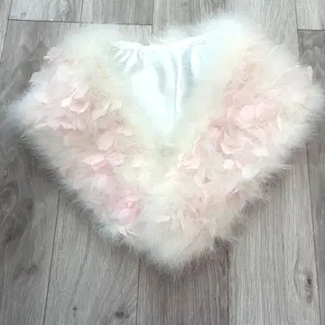 기모노 숄 페더 퍼 화이트/핑크 성인식 후리소데