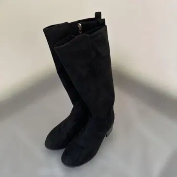 블랙 스웨이드 롱 부츠 사이드 지퍼