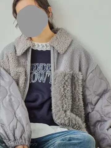 니코앤드 패치워크 보아 블루종 그레이 nikoand - 새상품