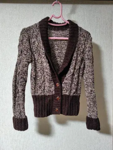 여성용 손뜨개질 니트 가디건 브라운 계열