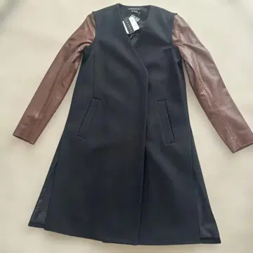 미사용 새상품 theory 소매 가죽 울 롱 코트 베스트 겸용