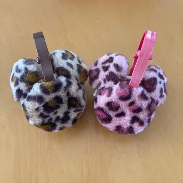 디즈니 미키 레오파드 무늬 귀도리 2종 세트